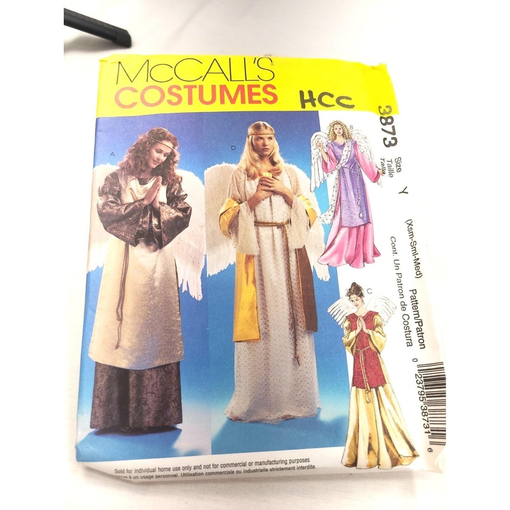 Adult Angel Costume Pattern 3873 size Y XS-M UNCUT OOP FF